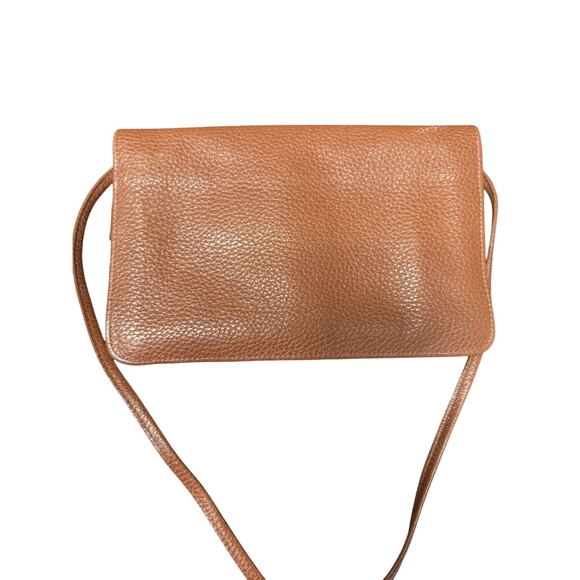 Fossil Brown Leather Crossbody Wallet Purse Pebbled Made In Brazil - Picture 4 of 9